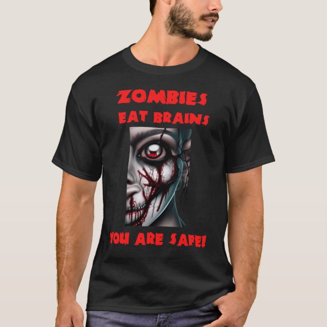 Camiseta Citação engraçada Zumbis comem cérebros (Frente)