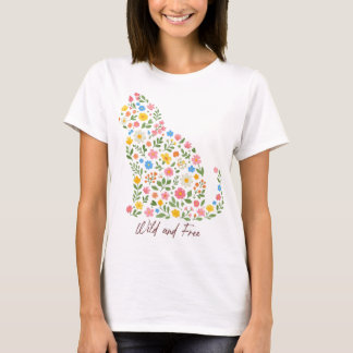 Camiseta Citação Floral Boho Selvagem e Livre da Natureza