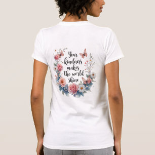 Camiseta Citação Floral Inspiradora com Borboletas