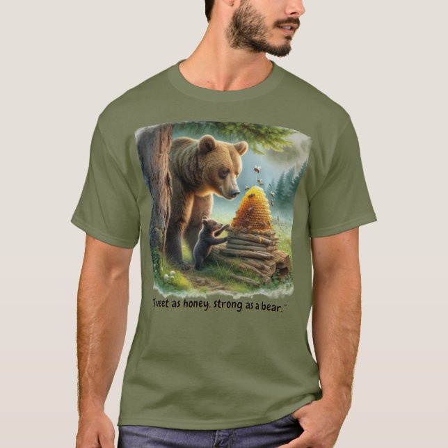 Camiseta Citação Forte Feliz Urso de Mel  (Frente)