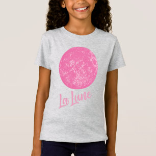 Camiseta Citação francesa La Lune, ilustrada cor-de-rosa