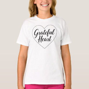 Camiseta Citação "Grateful Heart" minimalista