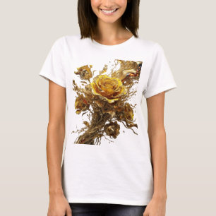 Camiseta Citação Ícone Dourado ROSAS DOURADAS