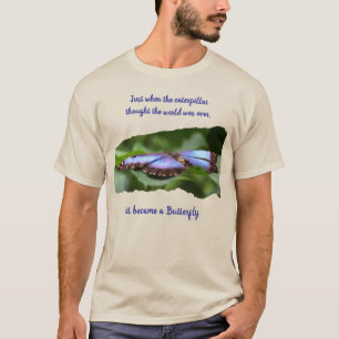 Camiseta Citação Inspiradora Borboleta Novos Começos