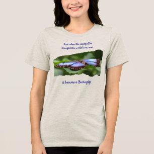 Camiseta Citação Inspiradora Borboleta Novos Começos