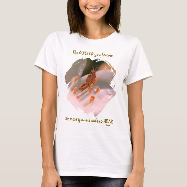 Camiseta Citação Inspiradora de Silêncio de Rumi   (Frente)