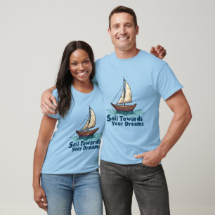 Camiseta Citação Inspiradora Náutica de Veleiro Antigo
