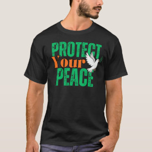 Camiseta Citação Inspiradora Proteja Sua Paz com Pombo