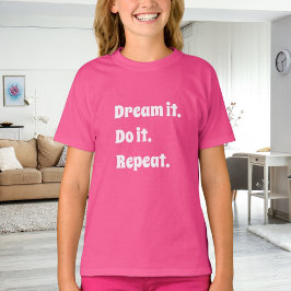 Camiseta Citação inspiradora rosa branca sonhe faça