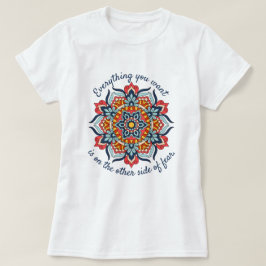 Camiseta Citação Inspiradora Vermelha Azul Mandala Drecher