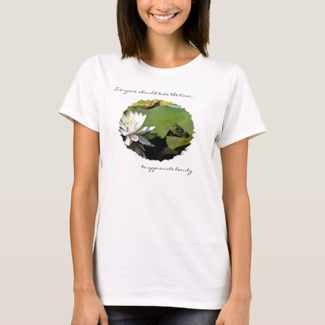 Camiseta Citação Inspirativa De sapo E Flor De Lotus (Frente)