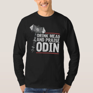 Camiseta Citação, Meada De Bebida E Elogios De Odin, Viking
