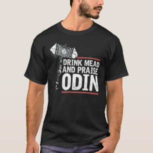 Camiseta Citação, Meada De Bebida E Elogios De Odin, Viking