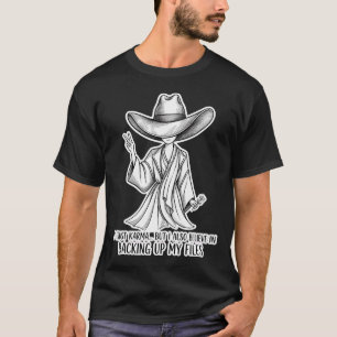 Camiseta Citação Misteriosa de Karma "Eu Confio no Karma...