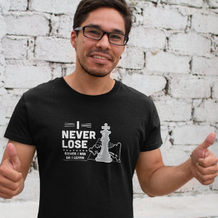 Camiseta Citação Motivacional de Xadrez Nunca Perca Preto B