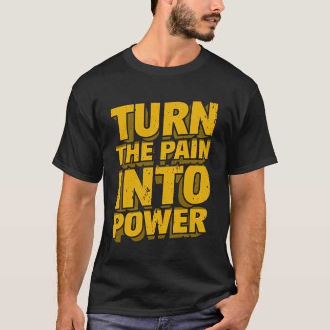 Camiseta Citação Motivacional "Transforme a Dor em Poder" H (Frente)
