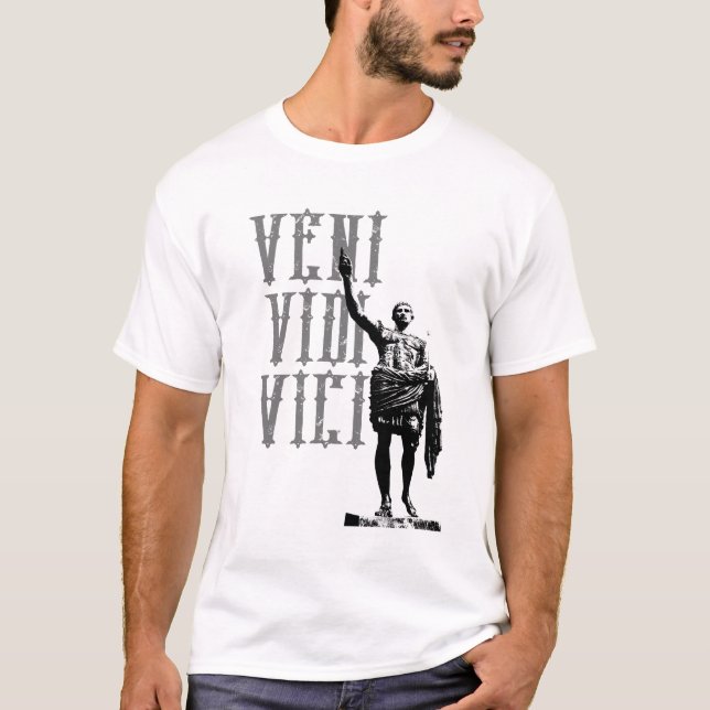 Camiseta Citação Motivativa Veni Vidi Vici Cesar Mens (Frente)