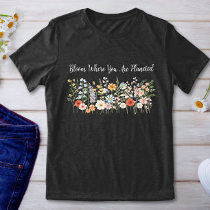 Camiseta Citação Personalizada Aquarela Flor Silvestre Flor