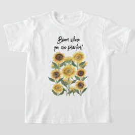 Camiseta Citação Personalizada Floral Flor de Girassol