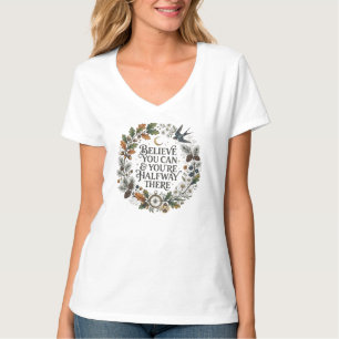 Camiseta Citação Positiva Acredite Você Pode Botânica Vinta