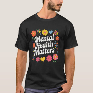 Camiseta Citação Positiva sobre Saúde Mental Retro