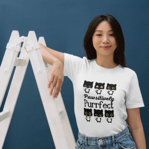 Camiseta Citação Pun Fora de Gato Pawsitivamente Puro