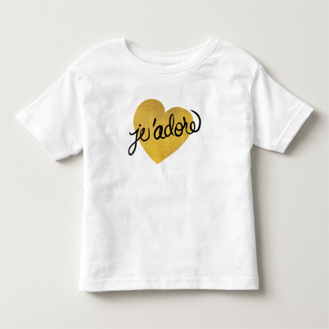Camiseta Citações coração preto & Dourado de | de J'adore (Frente)