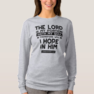 Camiseta Citações de Lamentações 3:24 O Senhor é Minha Porç