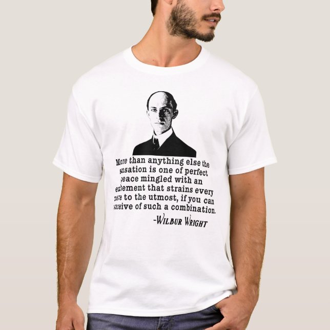Camiseta Citações de Wilbur Wright na beleza do vôo (Frente)