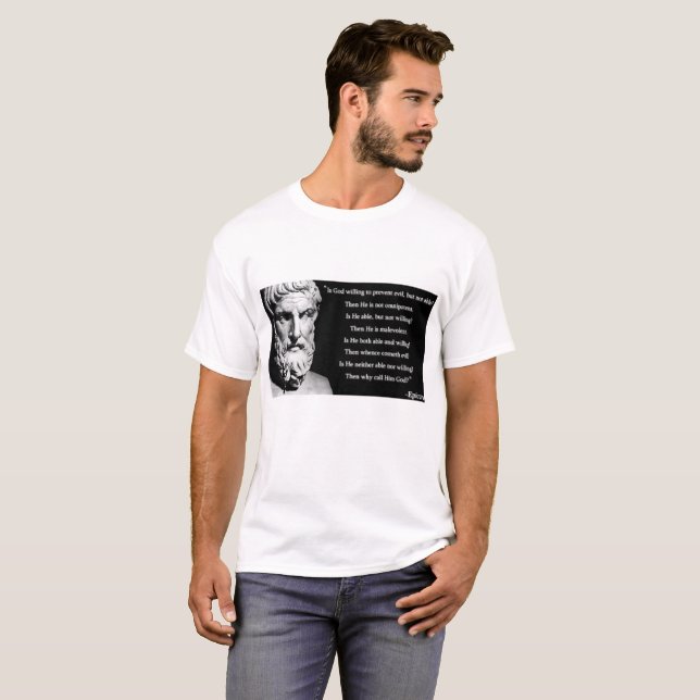 Camiseta Citações do deus de Epicurus (Frente Completa)