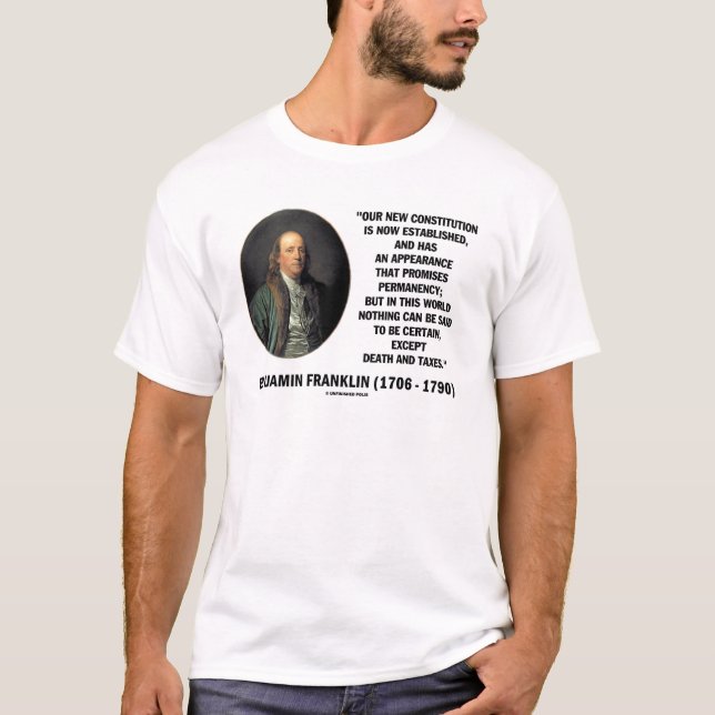 Camiseta Citações dos impostos de morte de Benjamin (Frente)