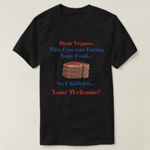 Camiseta Citações engraçadas do Vegan com bife
