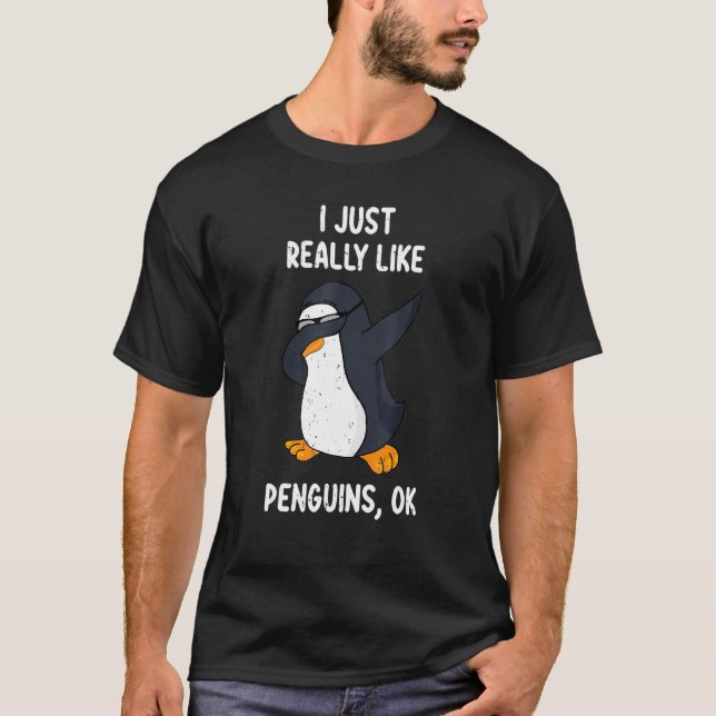 Camiseta Citações Engraçadas Eu Gosto Muito De Pinguins Fig (Frente)