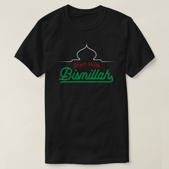 Camiseta Citações Islâmicas Começam Com Bismillah (Frente do Design)