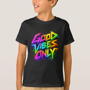 Camiseta Citações Mínimas Boas Vibrações de Grafite Positiv