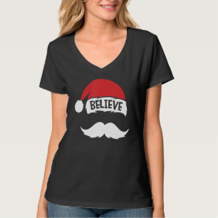 Camiseta Citar Acredite no Bigode do Chapéu de Papai Noel n
