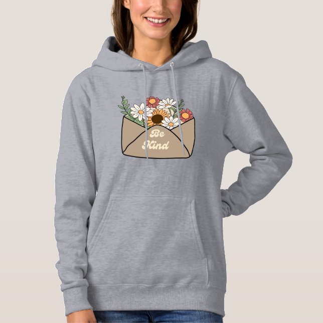 Camiseta citar ser gentil em envelope de mensagem de flor (Frente)