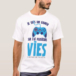 Camiseta citation gamer jeux video plusieurs vie manette hu