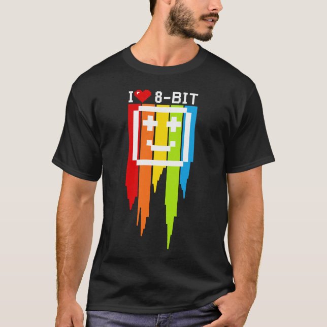 Camiseta citation i love 8 bit informatique retro game ordi (Frente)
