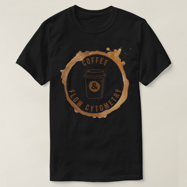 Camiseta Citometria do café e do fluxo com anel de café (Frente do Design)