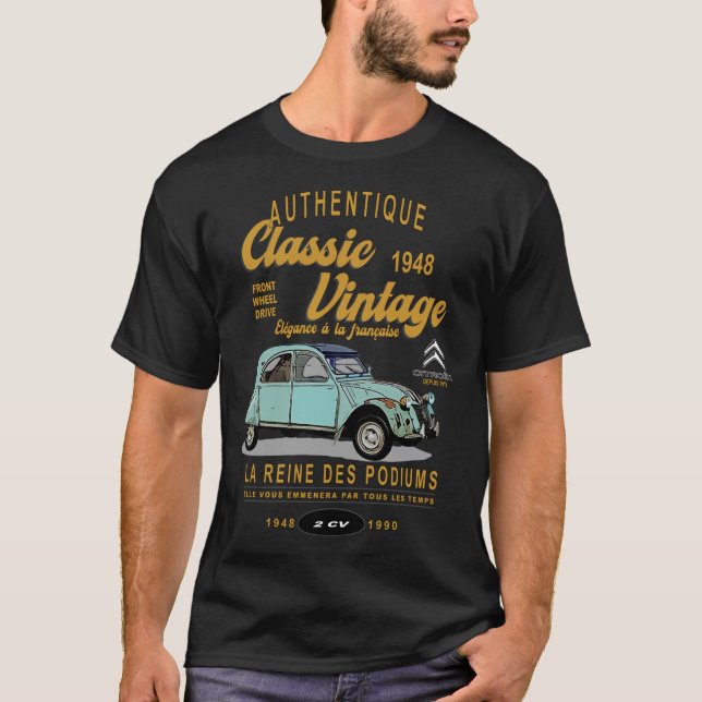 Camiseta citroen 2cv a rainha da podium vinta clássica (Frente)