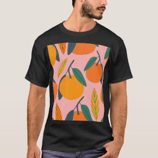 Camiseta Citros desenhados à mão, padrão de mandarina sem c