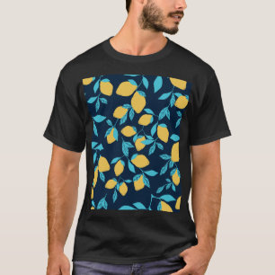 Camiseta Citros simples: limões em azul.