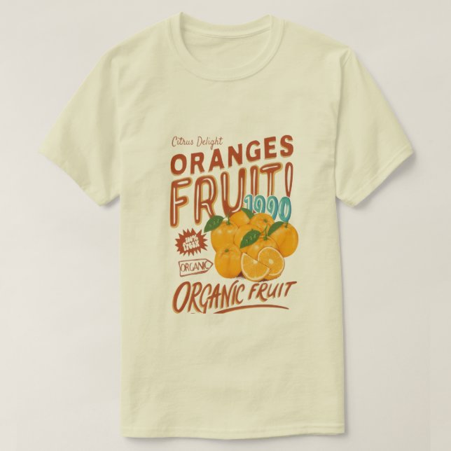 Camiseta "Citrus Delight" – Organic Orange Retro Tee (Frente do Design)