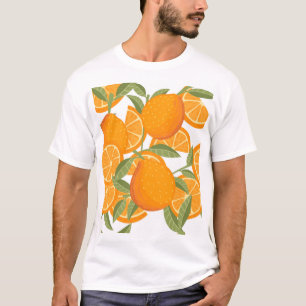 Camiseta Citrus Delight: Padrão de Fruta Laranja