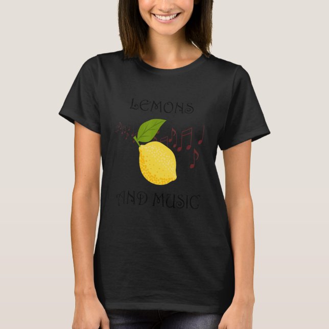 Camiseta Citrus Frutas e notas musicais Lemon (Frente)
