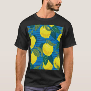 Camiseta Citrus Lemon: Vintage Desenhada À Mão Sem Costura.