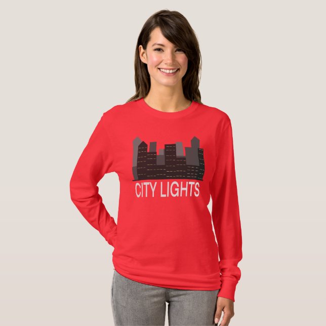 Camiseta City Lights Urban Skyline Night Aesthetic  (Frente Completa)
