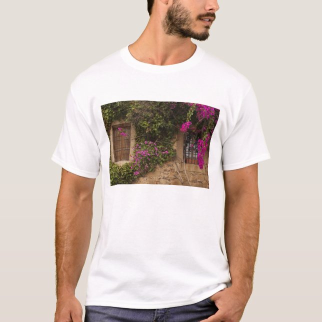 Camiseta Ciudad Monumental, edifícios cobertos de flores (Frente)
