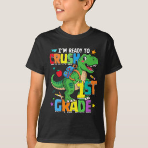 Camiseta Ck Para Escola Menino Dinossauro Estou Pronto Para